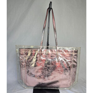 Aldo Clear Beach Tote Bag Pink Metallic